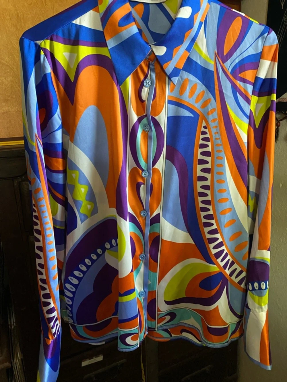 ZARA Vibrant Multi-Color Printed Button-Up Shirt - Picture 4 of 14